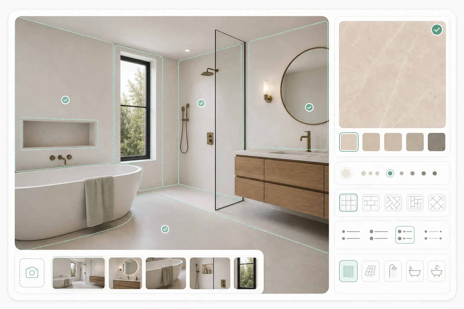 Ảnh gốc phòng tắm của khách hàng với các lựa chọn riêng về gạch, mạch vữa, kiểu lát và bề mặt cần ốp lát.